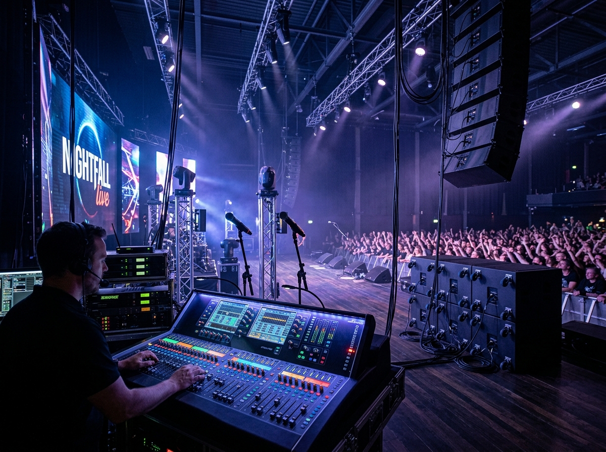 Concert Line Array Audio System and DiGiCo Mixer